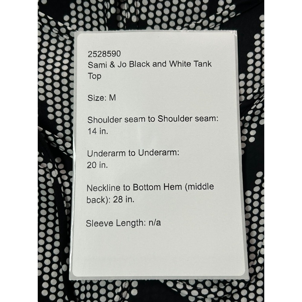 Sami & Jo Tank Top Womens Size M Black and White Blouse Lightweight Relaxed Fit - Picture 3 of 10